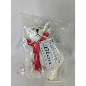 Happy Holidays Blair Bear Plush 2005 White 7 Inch Stuffed Animal Toy